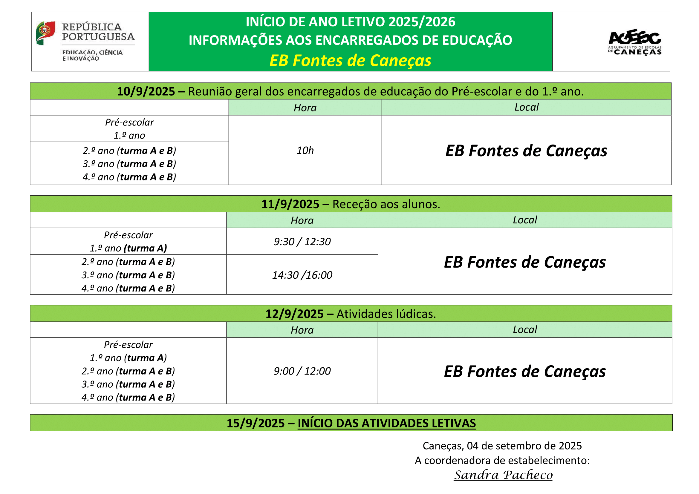 Aviso inicio ano 2025 2026 FC 1