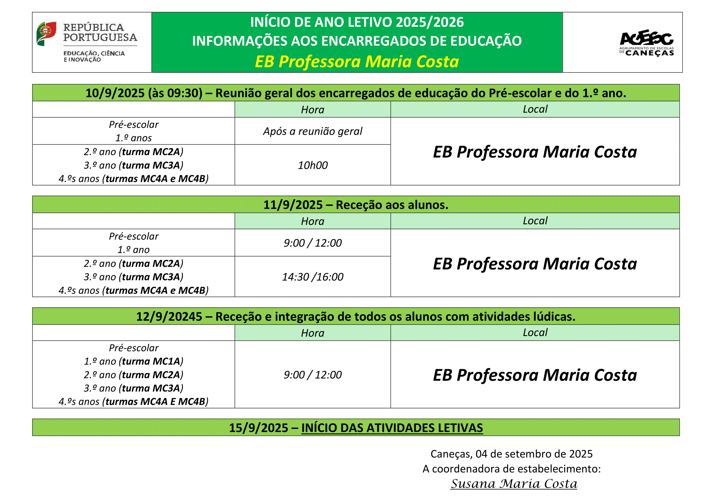 Aviso inicio ano 2025 2026 MC 1