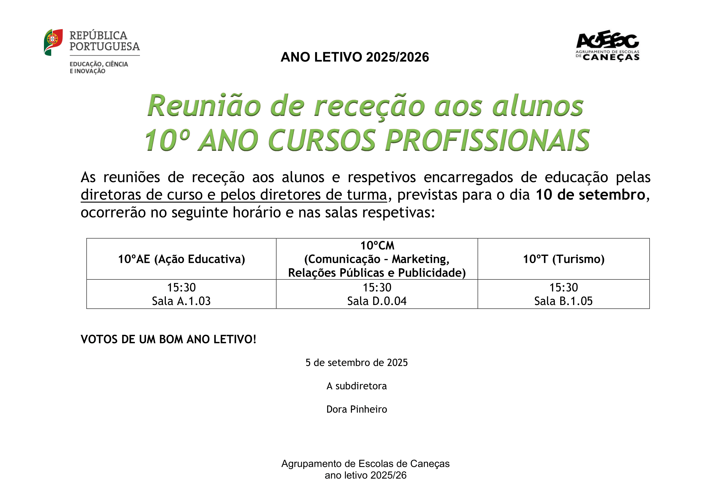 Rececao CProf 10ano 25 26 1