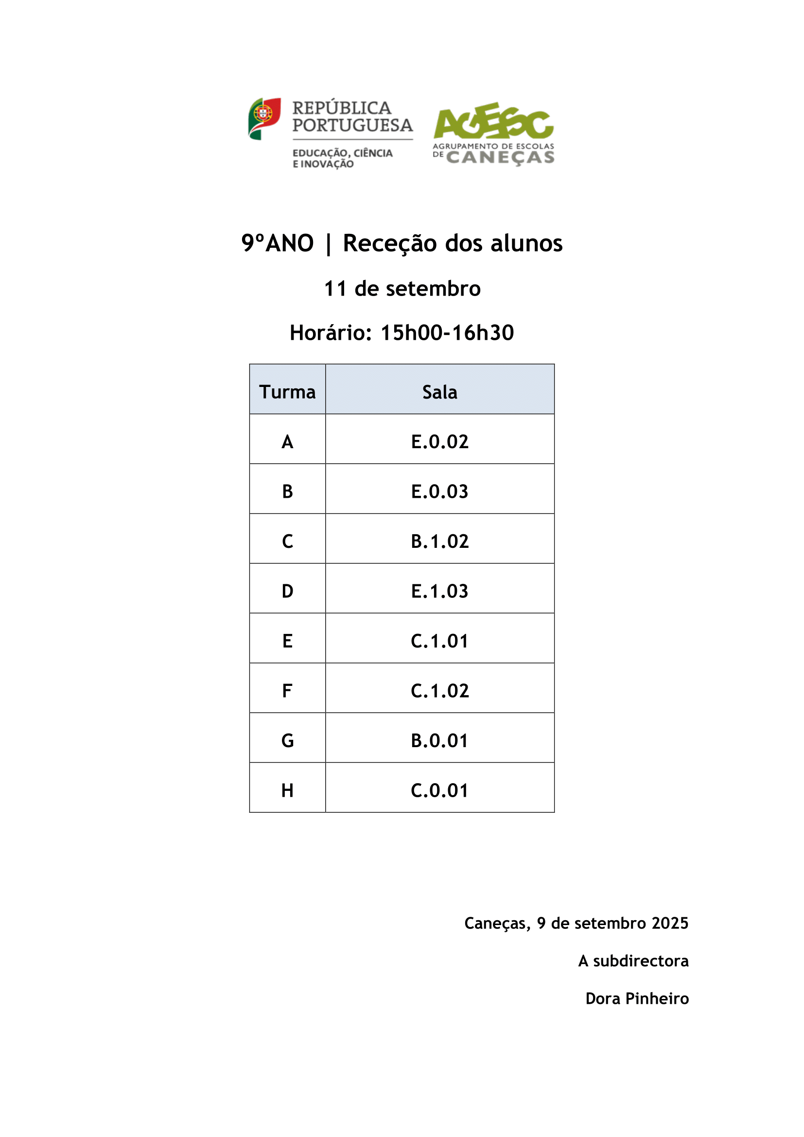 Rececao alunos 9 ano 1